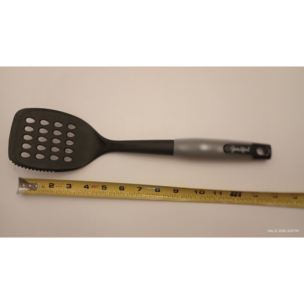 Goodful Slotted Turner Spatula, Black/Gray, Handle, Solid Pattern. NICE!